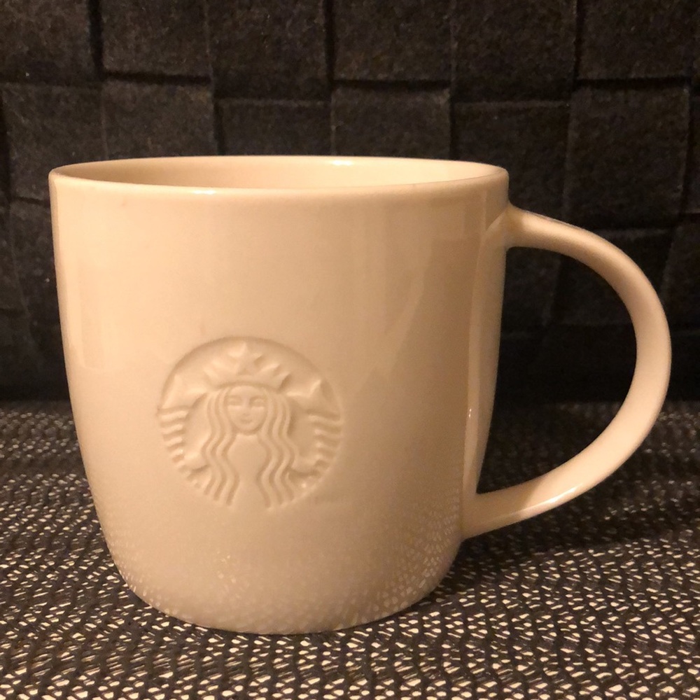 Starbucks white embossed siren logo mug - S